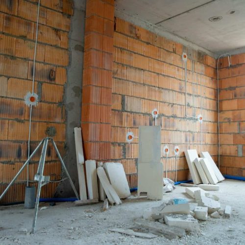 building a house, unfinished interior