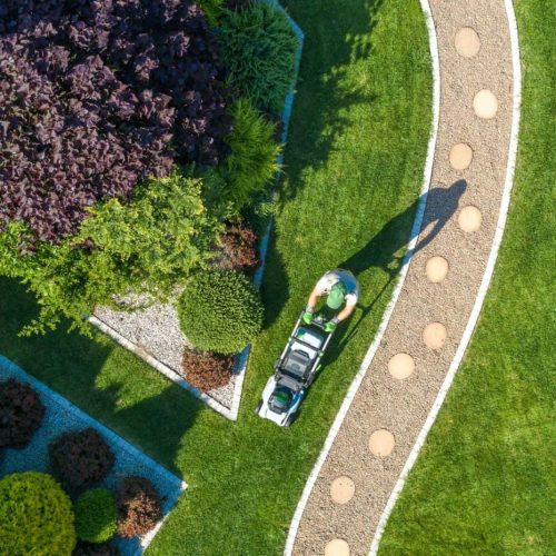 Landscaping Job Grass Mowing Aerial