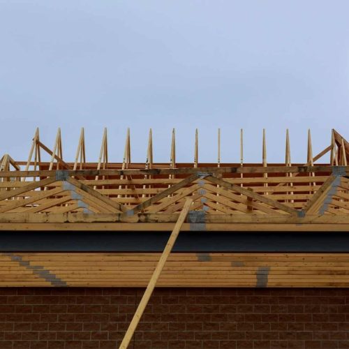 New construction of a house Framed New Construction of a House Building a new house from the ground