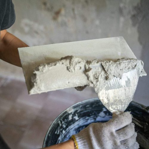 Repair works with plaster